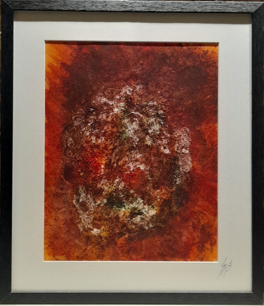 "Conglomérat" Acrylique sur papier Canson encadré avec passe-partout au format 40 x 50