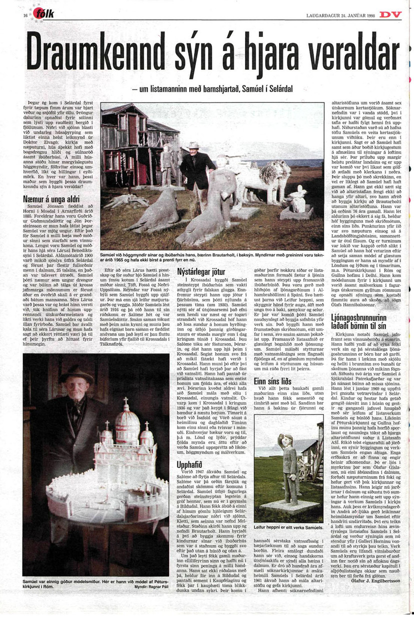 Article in DV 24.1.1998 by Olafur Engilbertsson