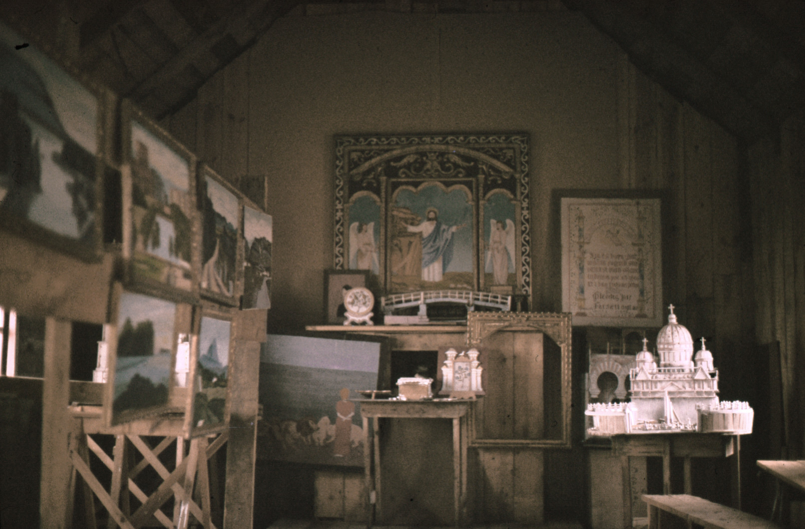 Samuel used his church as an art gallery for his works 1967.  Photo: Pétur Bjarnason 