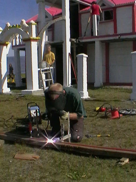German experts restoring the museum balcony in 2008