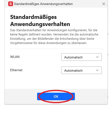 Übernehmen Sie die Änderungen durch Klicken auf den OK-Button.
