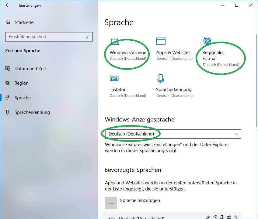Richtige Sprache