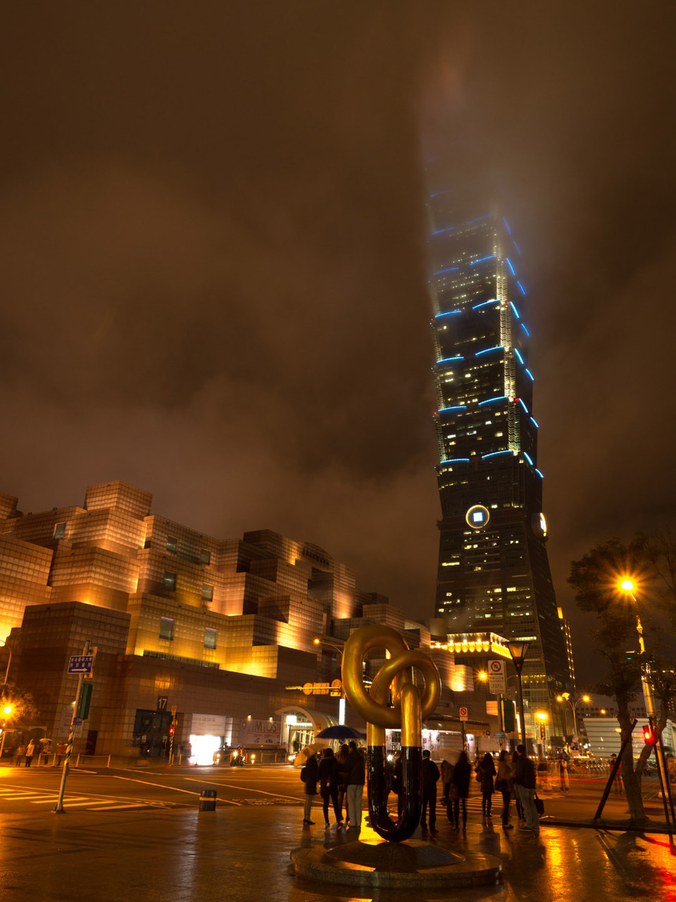 Taipei101 tower during a cloudy night