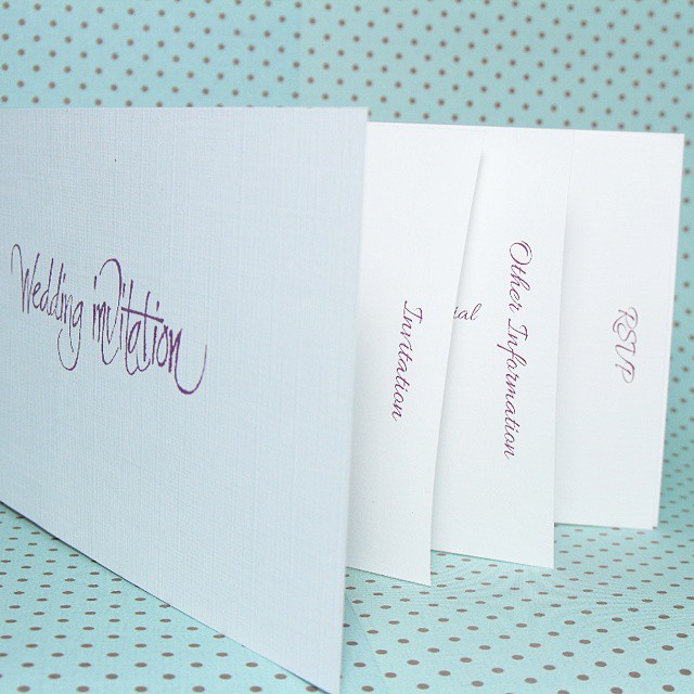 My Chequebook style invitations have pages of various sizes to make it easy for your guests to find what they're looking for