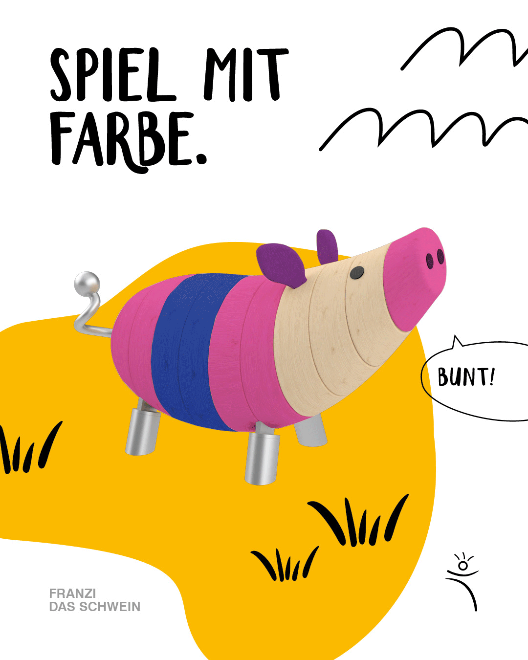 Schwein Franzi kann auch bunt