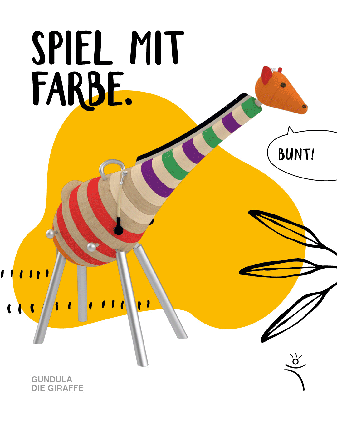 Giraffe Gundula mag´s bunt