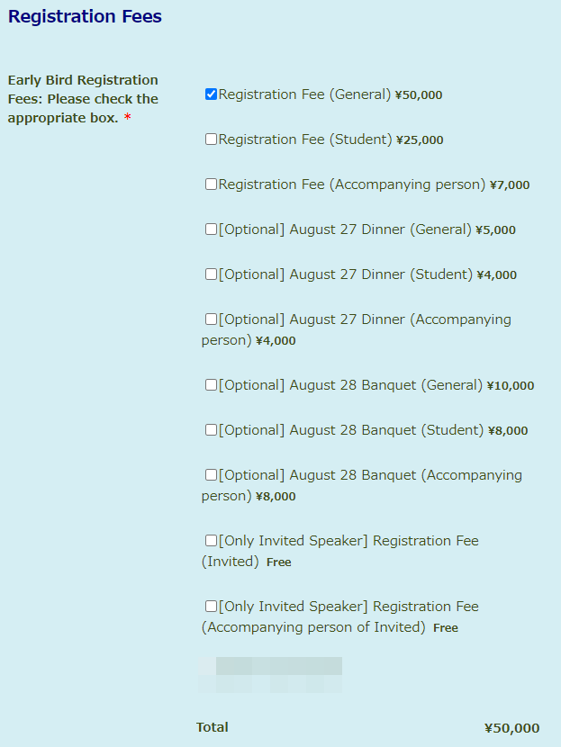 Figure 2. Registration fees.