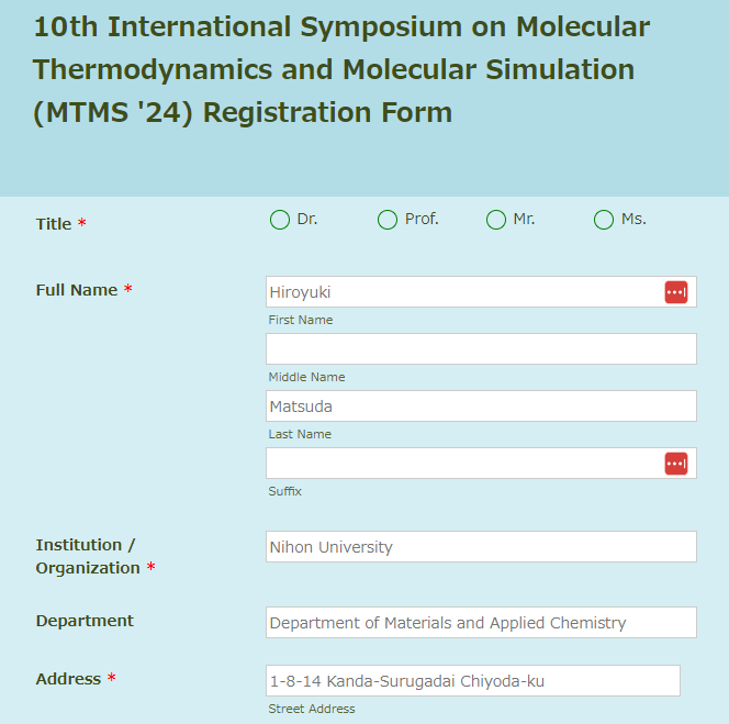 Figure 1. Registration of your information