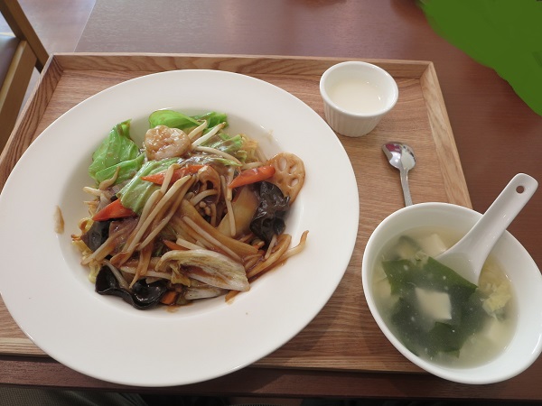 中華料理 TSUNAGIの五目醤油あんかけ焼きそばの全体画像。