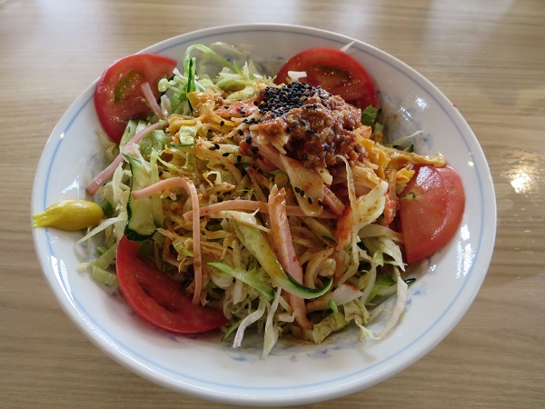 味香園の冷し中華の全体画像。