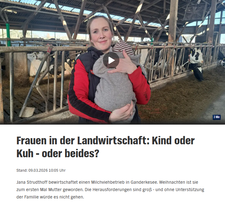 Kind oder Kuh? Betriebshelferin in Einsatz