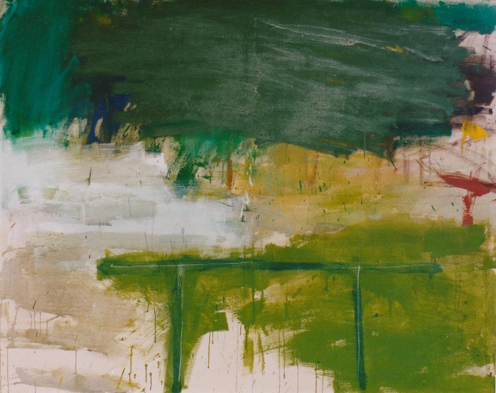 "Grüne Bank"  1997  160x200cm  MT auf LW/MM on canvas