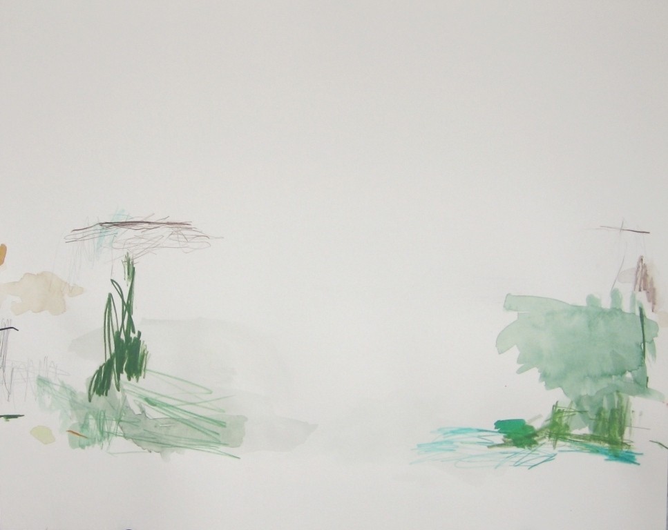 "Landschaft"  2009  40x50cm  MT auf Papier/MM on paper
