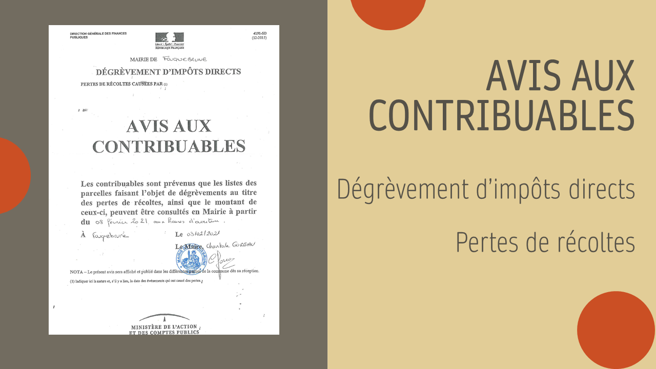 Avis aux contribuables