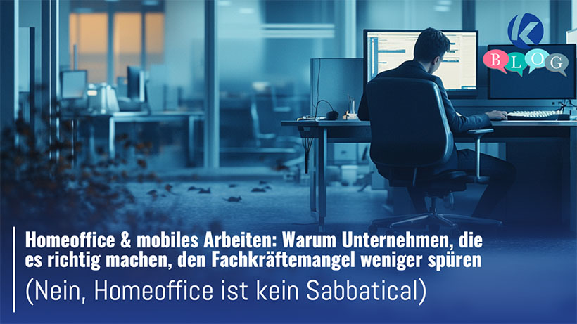 Verlassenes Büro mit Staub und einem einzelnen Mitarbeiter als Symbol für mobiles Arbeiten in Kanzleien