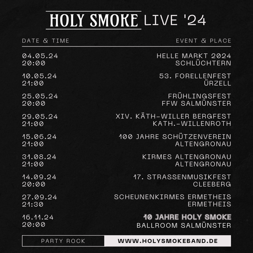 PARTY ROCK LIVE 2024 – 10 JAHRE HOLY SMOKE