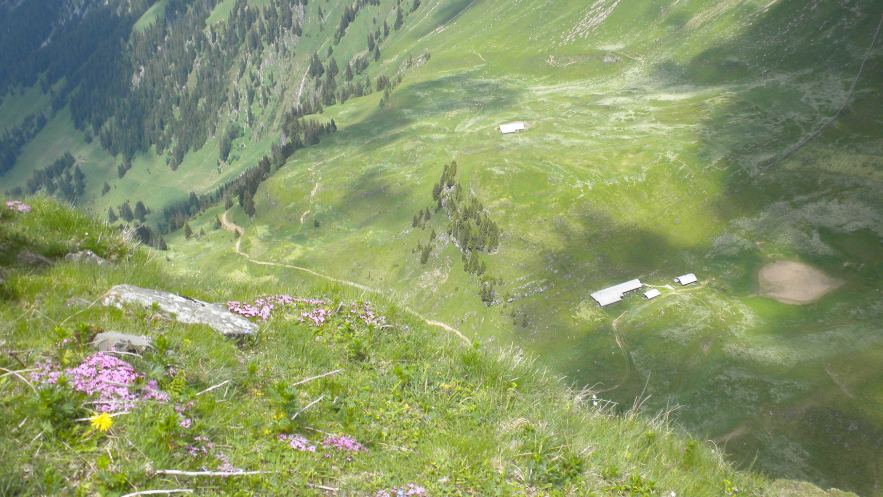 Tiefblick auf die Alp Gurbs