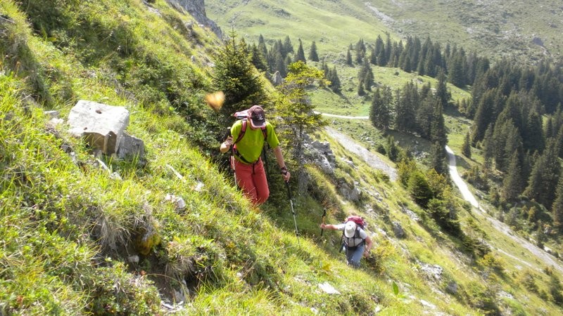 unsere Variante; steile Traverse von Chummlihütte Richtung Gantrischböde