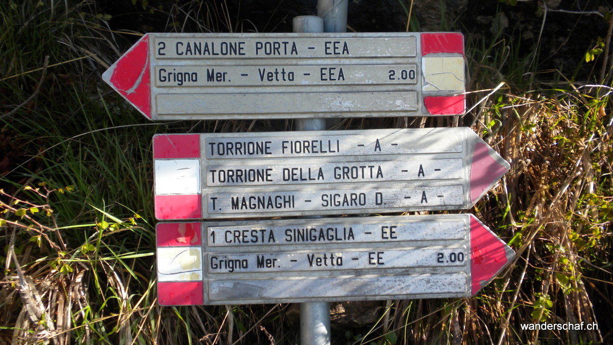 wir wählen den Aufstieg über die Cresta Sinigaglia