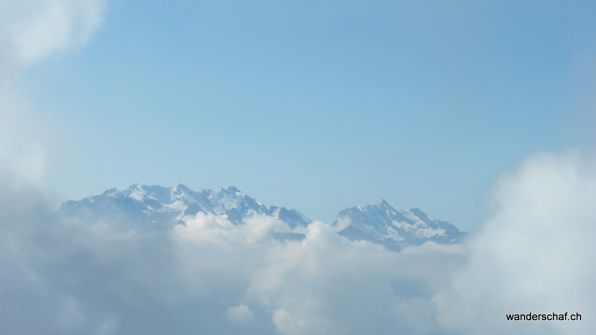 der Nebel lichtet sich; Blick zur Blüemlisalp