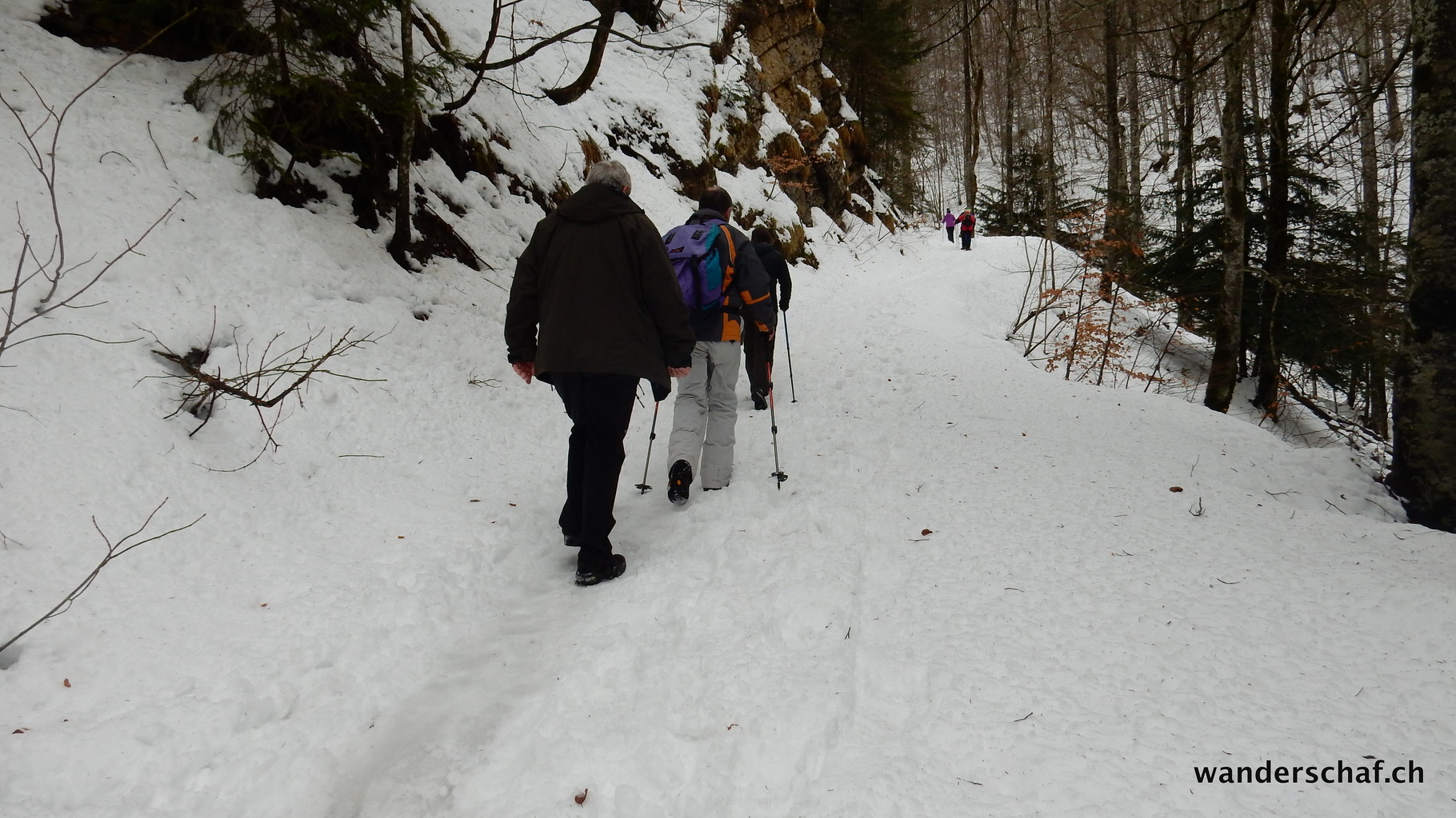 hier hat's doch noch etwas Schnee.....es geht jedoch gut ohne Schneeschuhe....wenn nur die Rucksäcke nicht so schwer wären