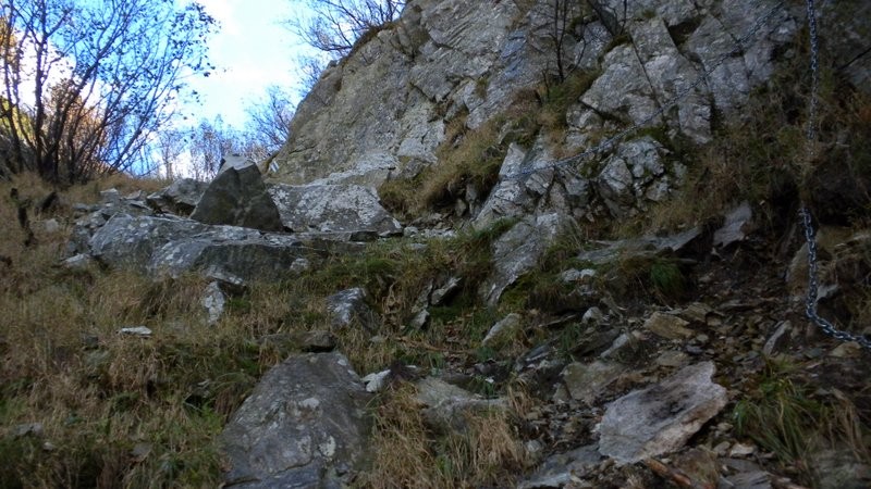 der steile und mühsame Abstieg durchs Couloir