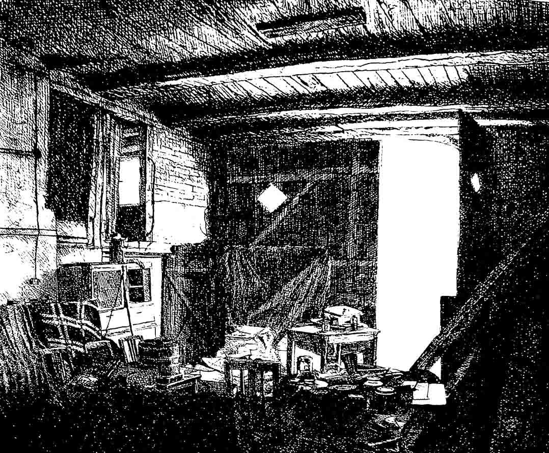 SCHRÖDERS SCHEUNE (Detail), Radierung, 38x45cm 