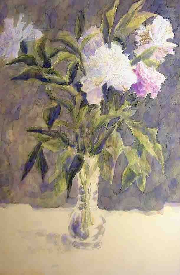 Chrysanthemen, Aquarell, ca.42x65cm