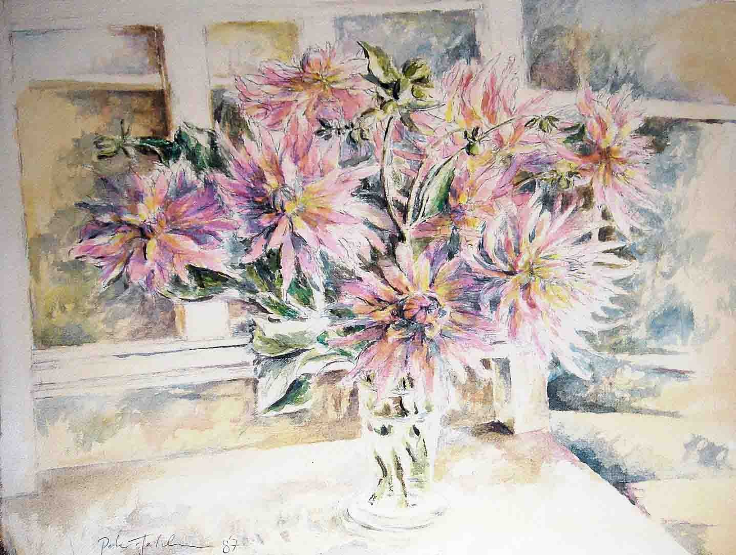 DAHLIEN, Aquarell, ca.45x58cm