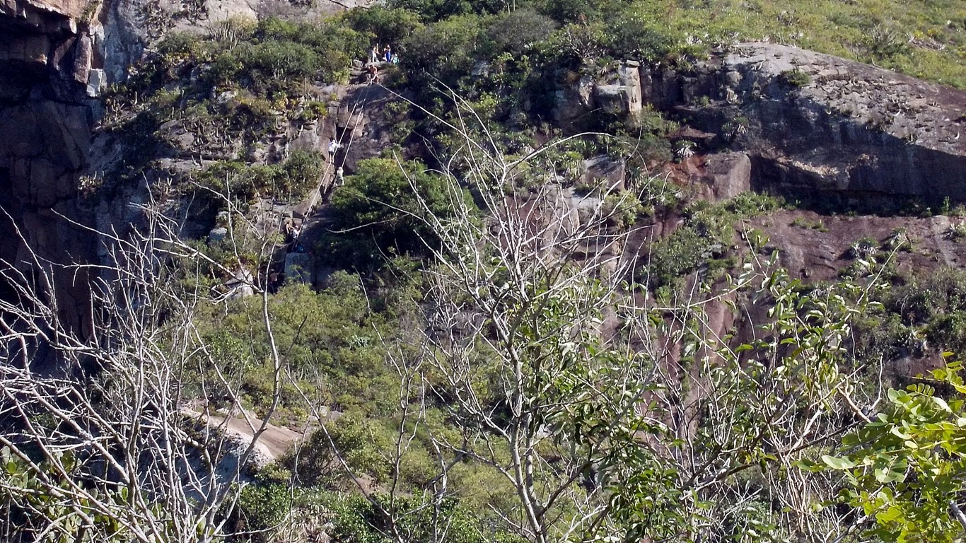 A primeira visão do trecho de escalada é impressionante