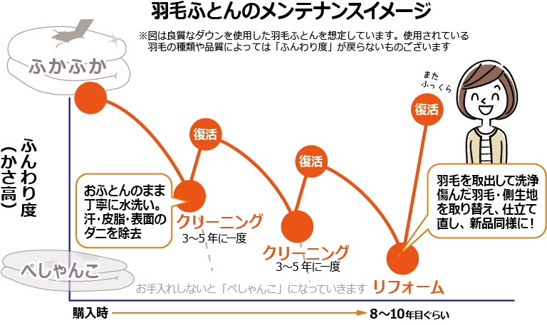 羽毛ふとんのメンテナンスイメージ