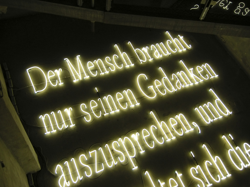 Joseph Kosuth: Die Signatur des Wortes (Licht und Schatten)