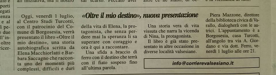 Corriere Valsesiano, 01 luglio 2016