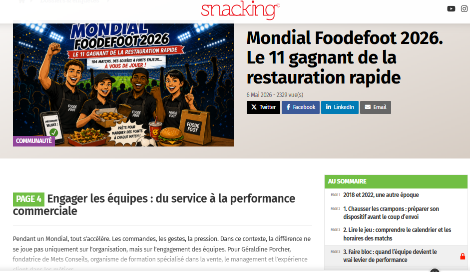 Mets Conseils dans Snacking.fr : engager les équipes pendant le Mondial Foodefoot 2026