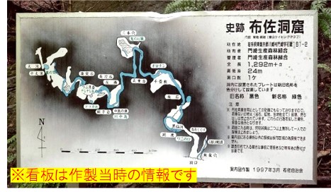 布佐洞窟遺跡入口の案内看板