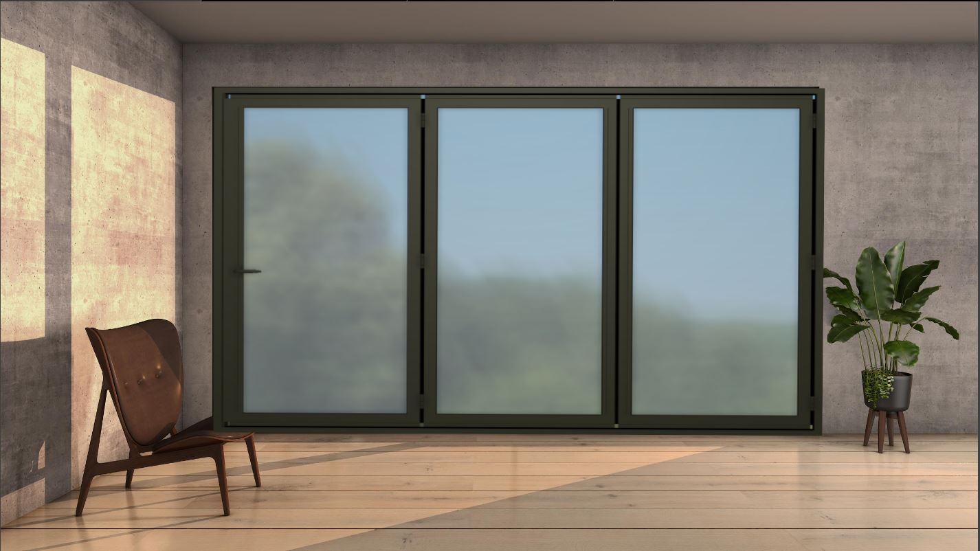 Porte Technal repliable ambial 3 vantaux Noir Magnétique 2100 sablé