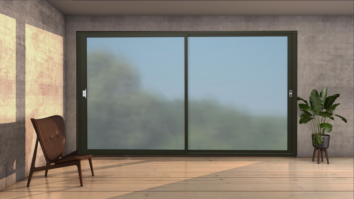 Coulissant Technal gamme Soleal 2 vantaux Coloris Noir Magnétique 2100 sablé