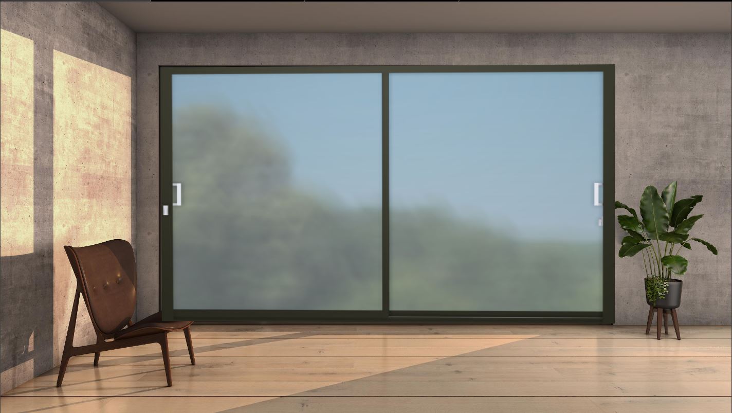 Coulissant Technal gamme Lumeal 2 vantaux Coloris Noir Magnétique 2100 sablé