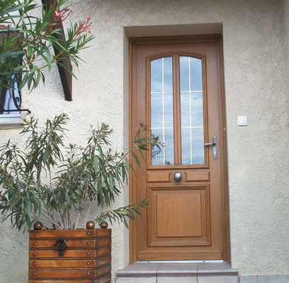 Porte d'entrée PVC faux bois
