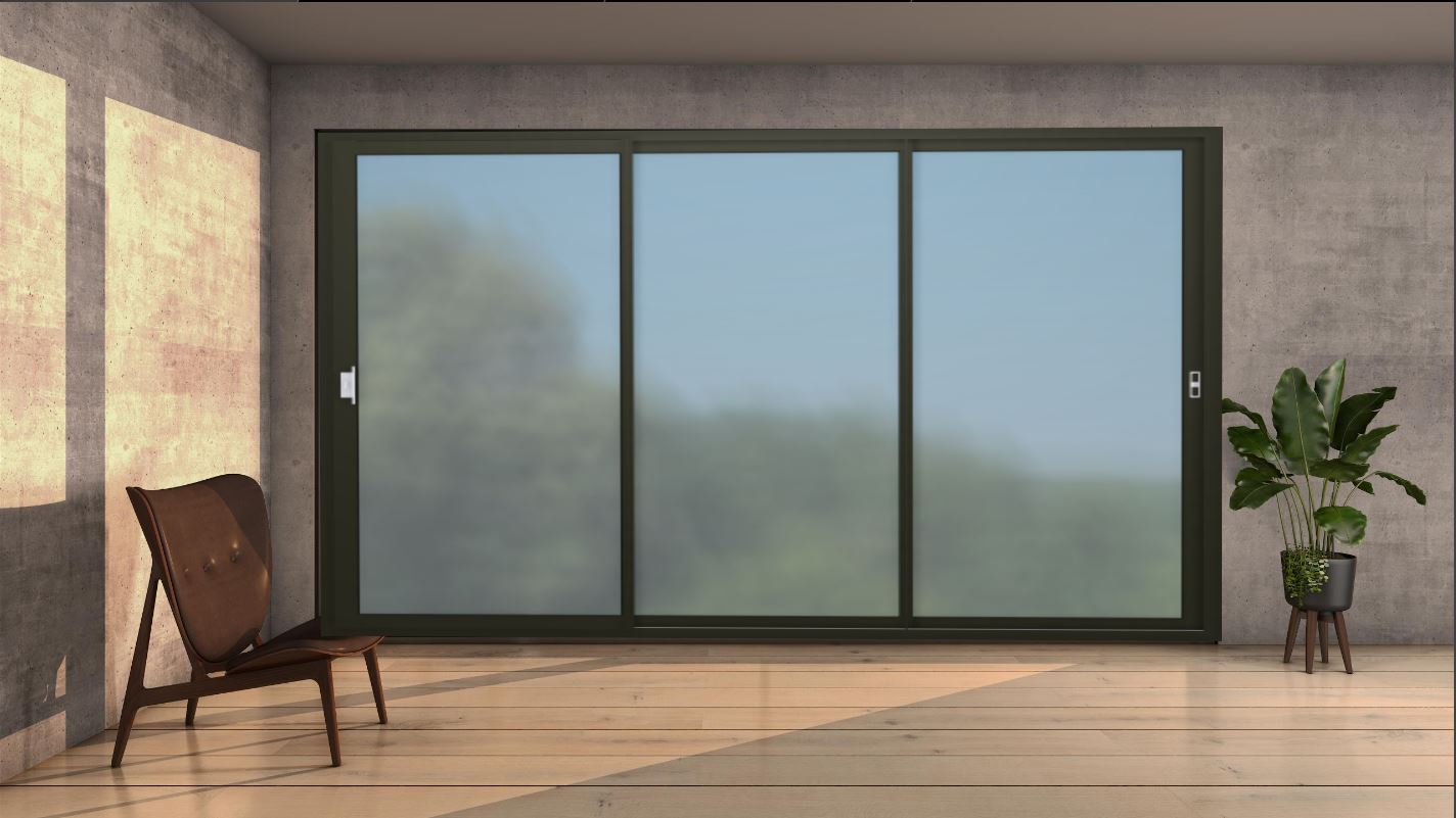 Coulissant Technal gamme Soleal 3 vantaux Coloris Noir Magnétique 2100 sablé