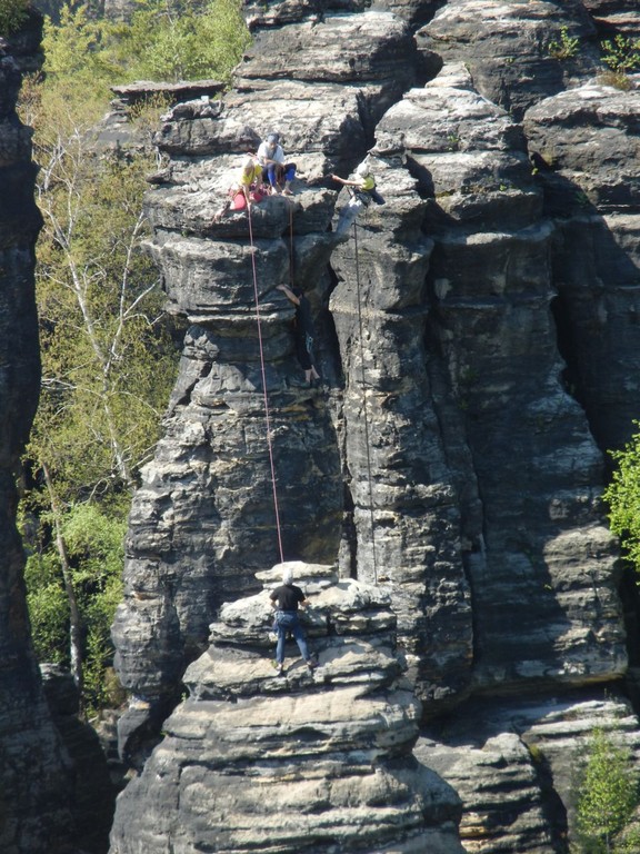 Klettern am Schraubenkopf (Bielatal, Sächsische Schweiz)