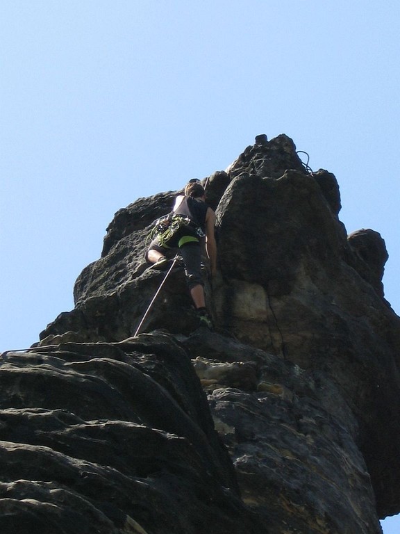 Klettern am Schraubenkopf (Bielatal, Sächsische Schweiz)