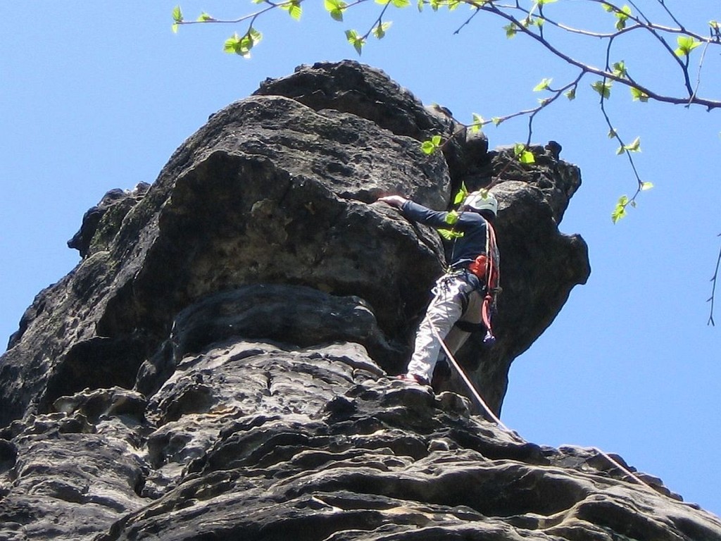 Klettern am Schraubenkopf (Bielatal, Sächsische Schweiz)