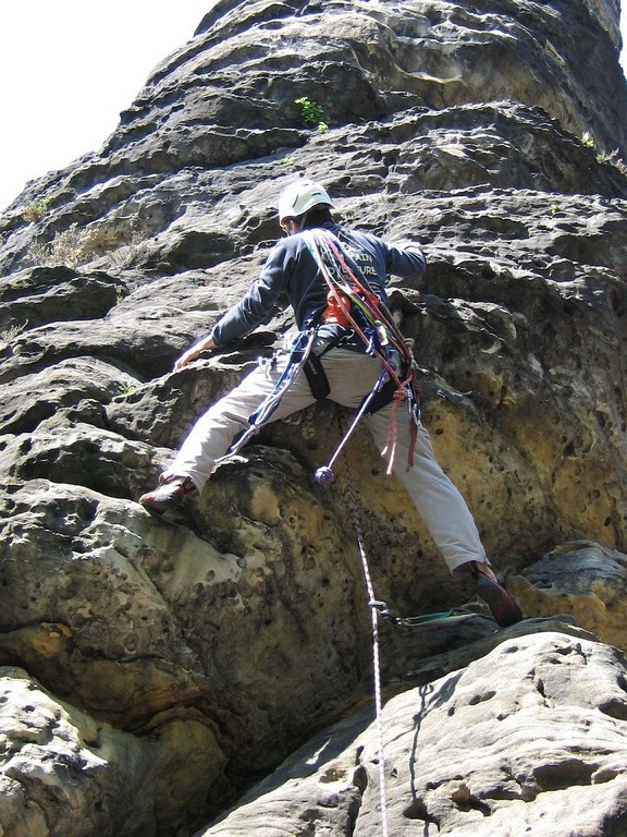 Klettern am Schraubenkopf (Bielatal, Sächsische Schweiz)