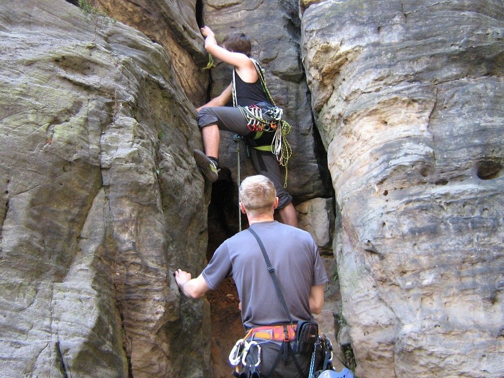 Klettern am Wegelagerer (Bielatal, Sächsische Schweiz)