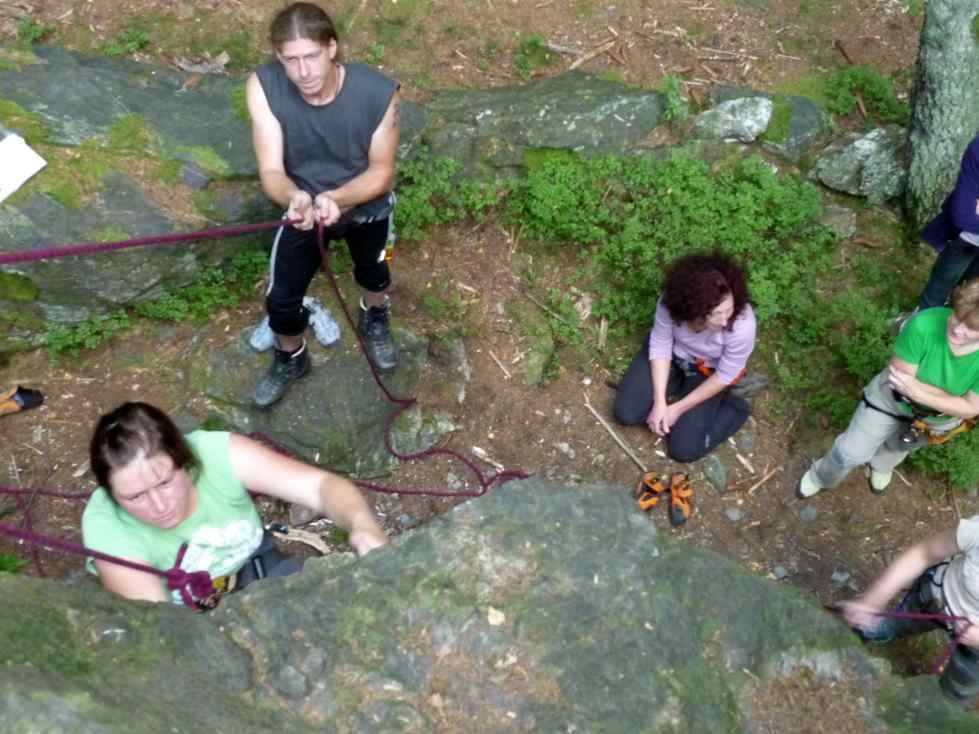 Klettern am Schwarzen Stein ( oberes Göltzschtal, Vogtland in Sachsen)