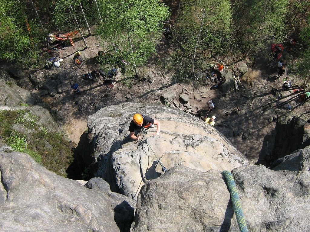 Klettern am Schraubenkopf (Bielatal, Sächsische Schweiz)