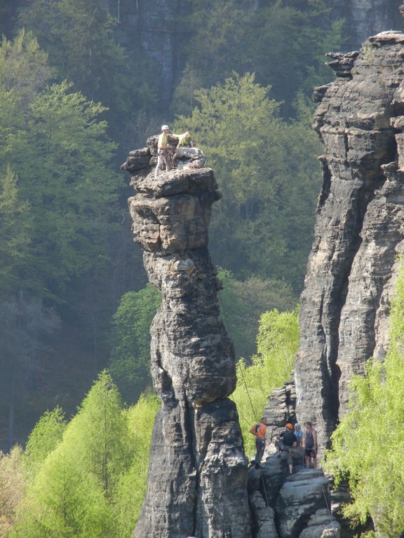 Unterwegs im AW an der kleinen Herkulessäule (Bielatal, Sächsische Schweiz)