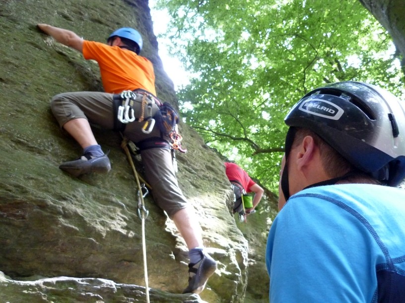 Klettern an der Fattigsmühle bei Hof, Samstag 04.08.2012