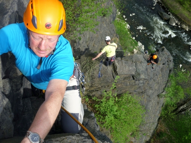 Klettern am Dornbusch im Klettergebiet Steinicht